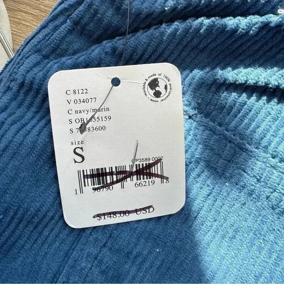 NWT Free People Wide-Leg Pull-On Cord Pants Blue Small